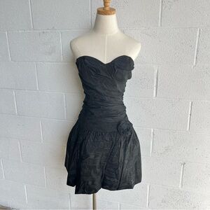 Vintage Positively Ellyn 80s Black Strapless Party Dress Size 6